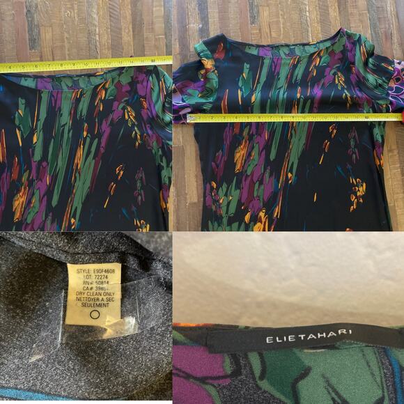 Elie Tahari 100% Silk Abstract Print Shift Dress | Size Small | Y2K-2010s - Picture 5 of 5